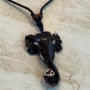 Elephant Necklace Pendant Men’s Large Brown